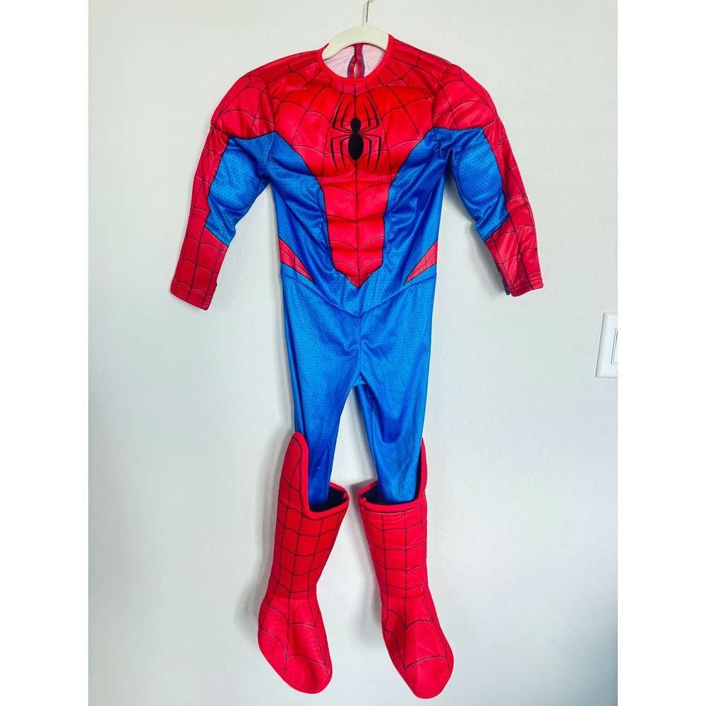 Marvel Spider-Man Muscle Chest Costume Kids Jumpsuit with Boot Covers-0699